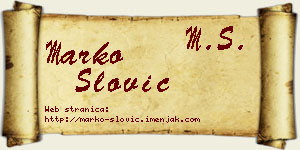 Marko Slović vizit kartica